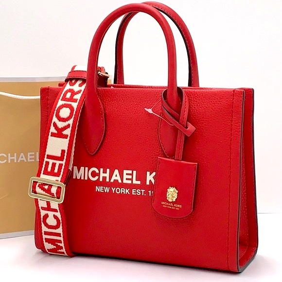 MICHAEL KORS MIRELLA SMALL SHOPPER TOP ZIP XBODY BRIGHT RED COLOR - Picture 2 of 16